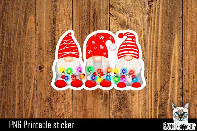 Christmas Gnomes Sticker Printable PNG.