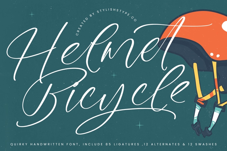 Helmet Bicycle - Quirky Handwritten Script