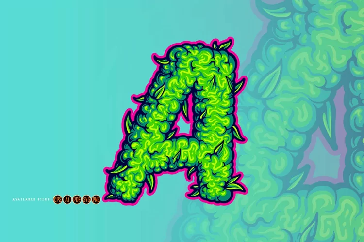 Hemp monogram alphabet A agriculture plant