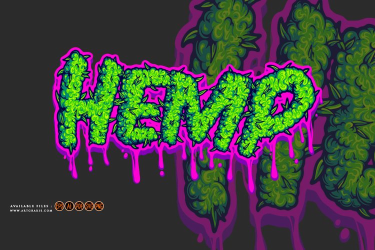 Hemp typeface letter with gooey effect logo illustrations example image 1