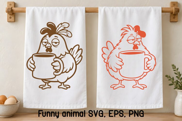 Funny Chicken Coffee SVG Design | Funny Farm Animal SVG example image 1