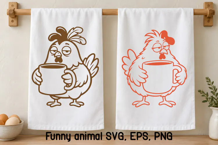 Funny Chicken Coffee SVG Design | Funny Farm Animal SVG
