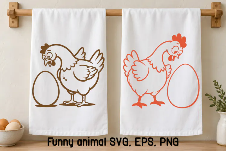 Funny Chicken Giant Egg SVG | Funny Farm Animal SVG
