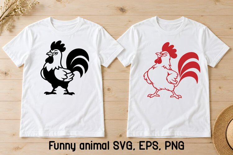 Proud Rooster Funny Chicken SVG | Funny Farm Animal SVG example image 1
