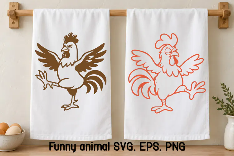 Funny Rooster One Leg SVG | Funny Farm Animal SVG