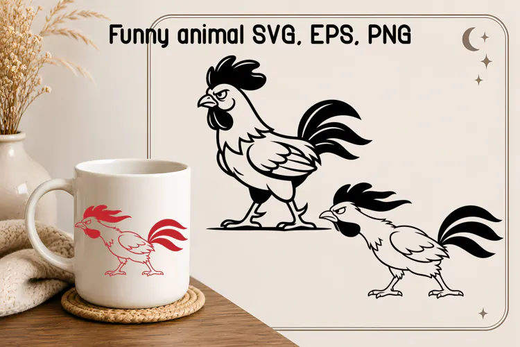 Windswept Rooster Funny SVG | Funny Farm Animal SVG