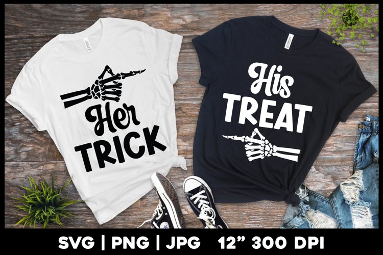 Halloween Matching Shirts | Her Trick His Treat svg example image 1
