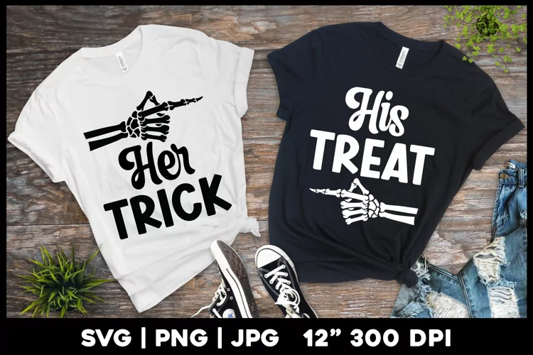 Halloween Matching Shirts | Her Trick His Treat svg