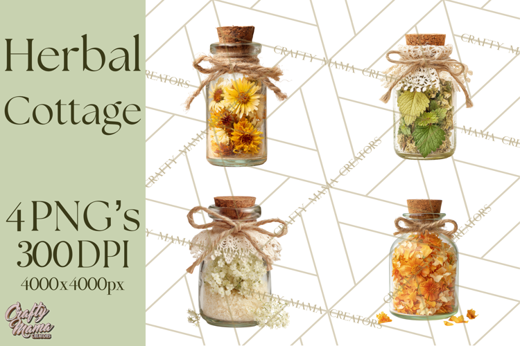 Herbal Apothecary Cottagecore PNG, Rustic Botanical Clipart