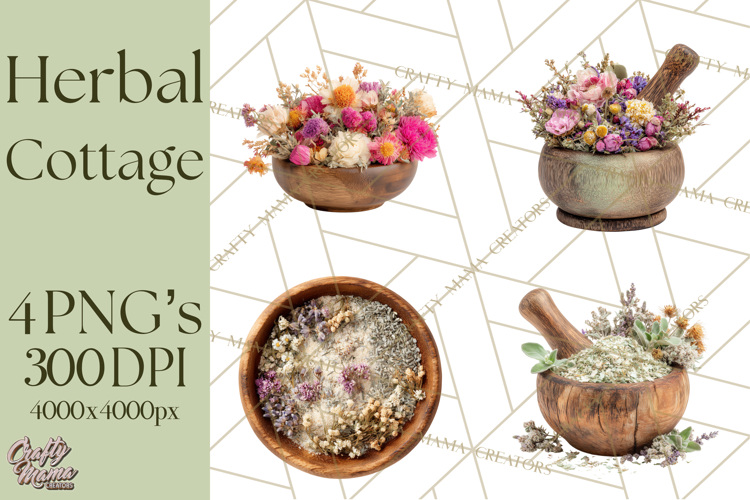 Herbal Apothecary Cottagecore PNG, Rustic Botanical Clipart