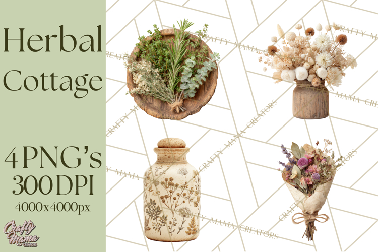 Herbal Apothecary Cottagecore PNG, Rustic Botanical Clipart