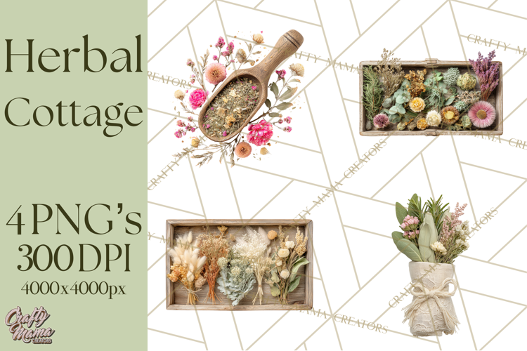 Herbal Apothecary Cottagecore PNG, Rustic Botanical Clipart