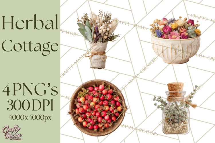 Herbal Apothecary Cottagecore PNG, Rustic Botanical Clipart