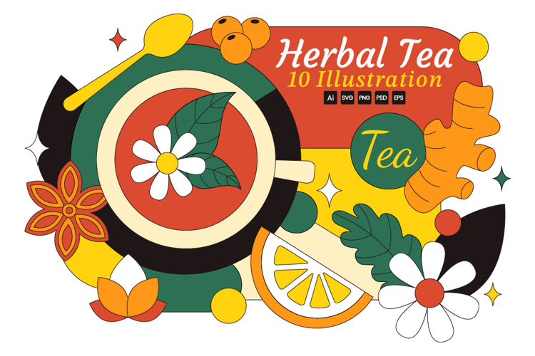 10 Herbal Tea Illustration