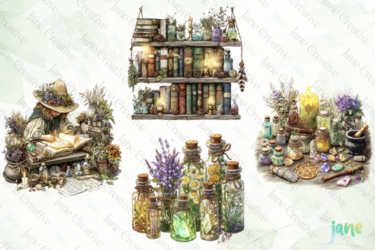 Herbal Witch Sublimation Clipart