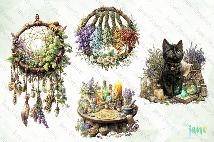 Herbal Witch Sublimation Clipart