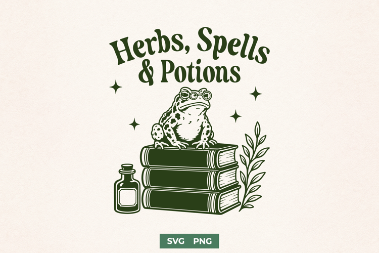 Herbs Spells and Potions SVG PNG, Witchy Frog Apothecary