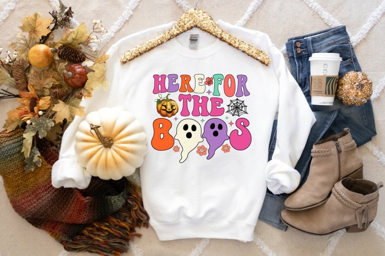 Here for the boos SVG Design, Retro Halloween SVG Design example image 1