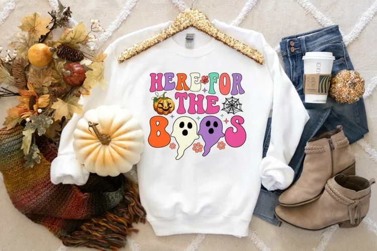 Here for the boos SVG Design, Retro Halloween SVG Design