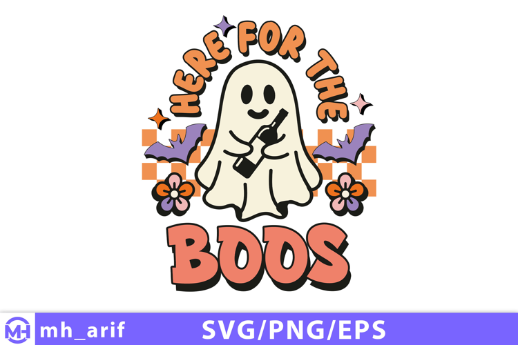 Retro Halloween Here for the Boos SVG PNG T-shirt Design