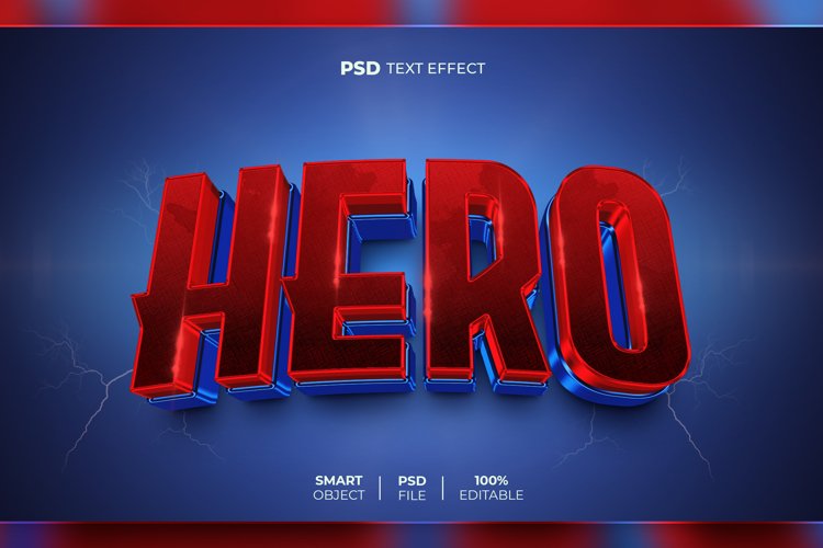 Hero 3D editable text effect example image 1