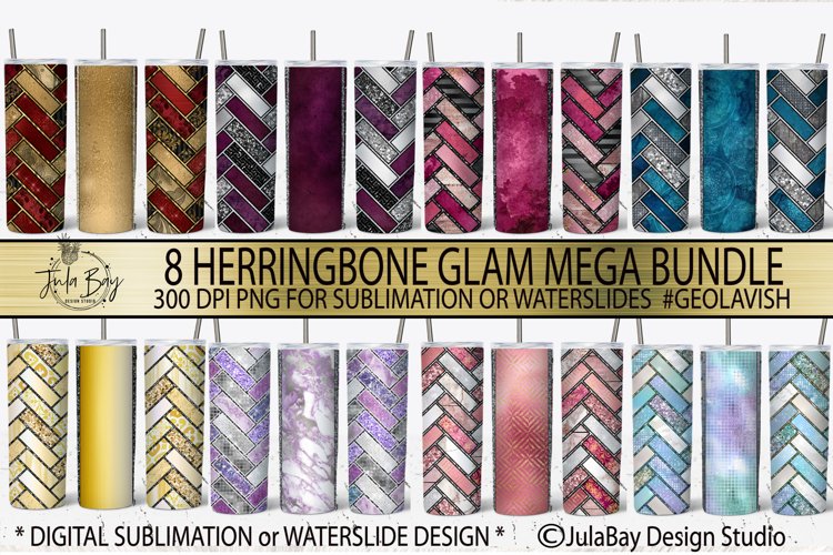 Herringbone Tumbler Wrap Bundle Colorful Seamless Wraps PNG for 20oz Skinny Tumblers and 30oz Skinny Tumblers Straight and Tapered