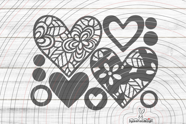 Heart flowers cutting file SVG DXF example image 1