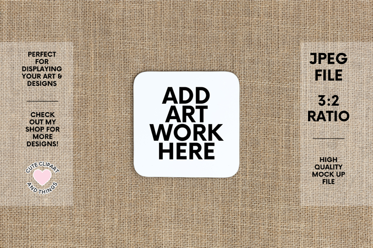 Coaster Mock Up | Coaster Mock Up With Hessian Background