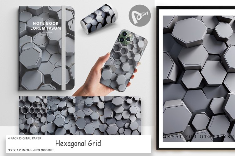 Digital Paper Hexagonal Grid