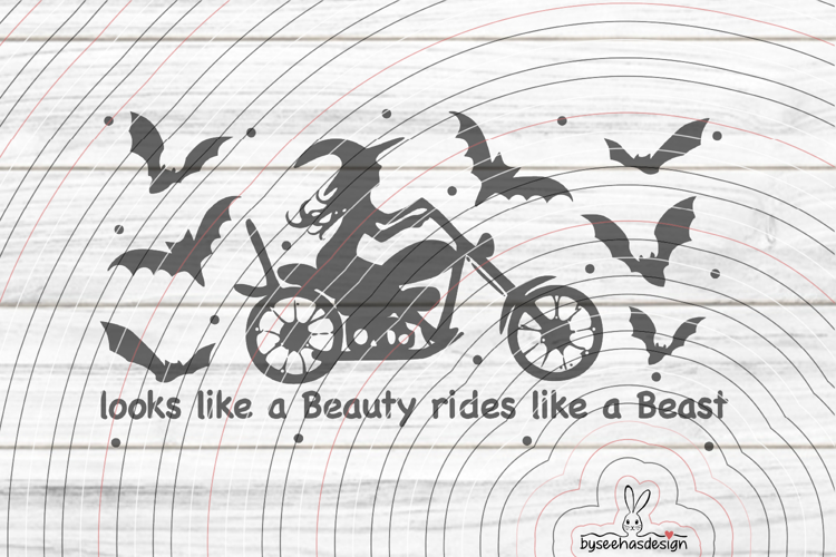 Witch on a motorcycle Cutting file SVG DXF