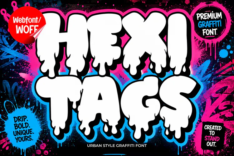 Hexitags Webfont Dripping Graffiti Display Font | Bold Urban