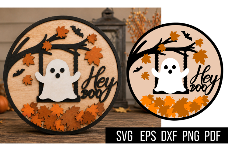 Hay Boo Autumn Round Sign SVG Laser Cut