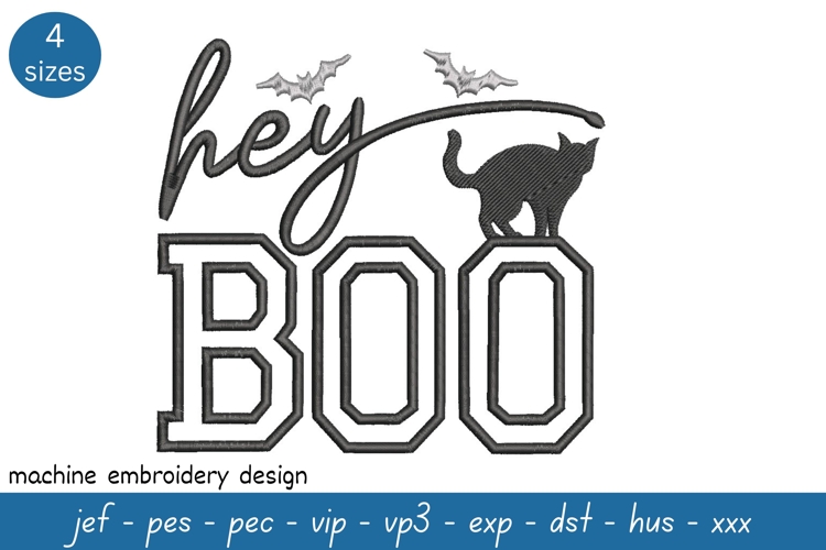 Hey Boo Embroidery Design - Halloween Pattern