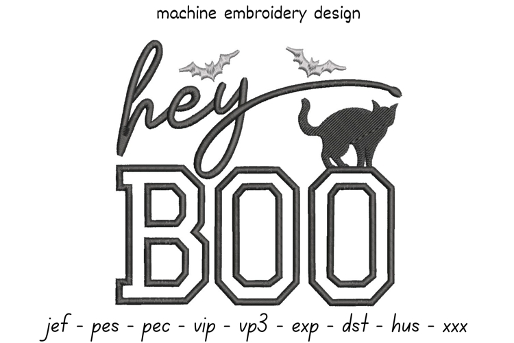 Hey Boo Embroidery Design - Halloween Pattern