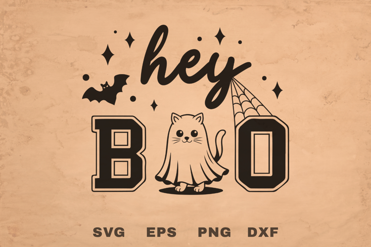 Hey Boo Halloween Cat SVG