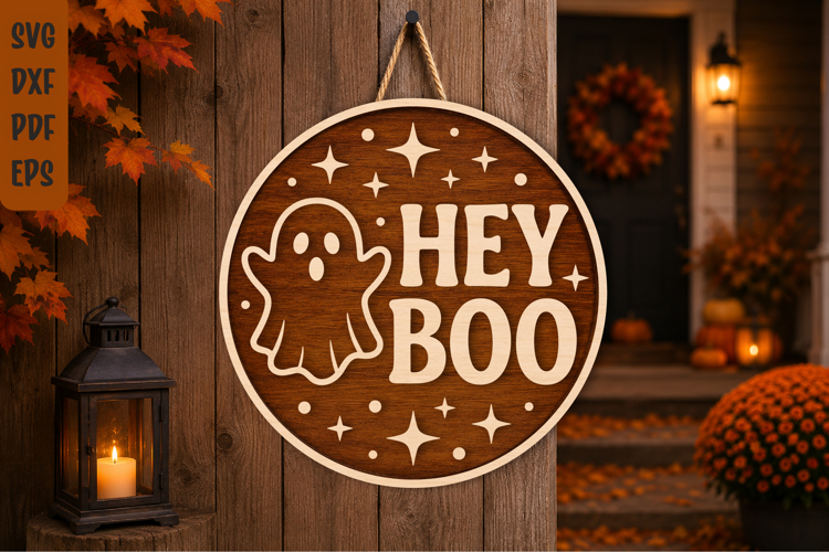 Hey Boo Ghost Halloween Sign SVG
