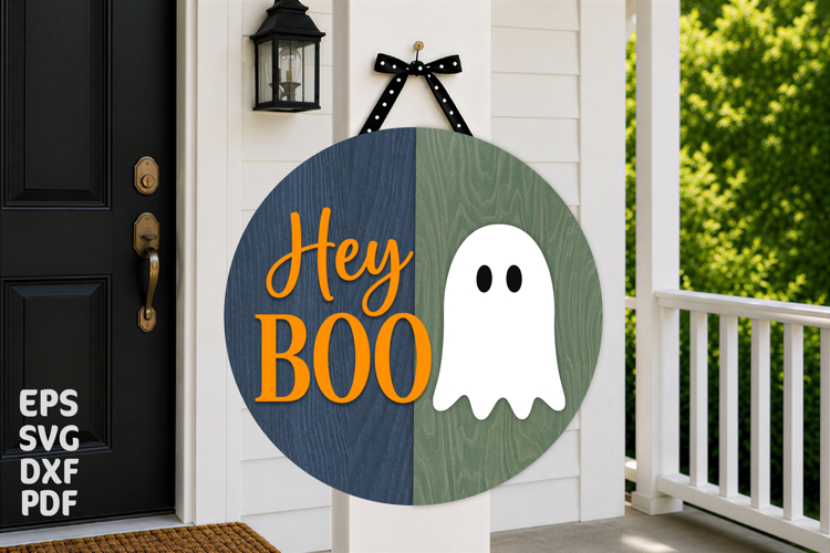 Hey Boo Halloween Door Hanger SVG