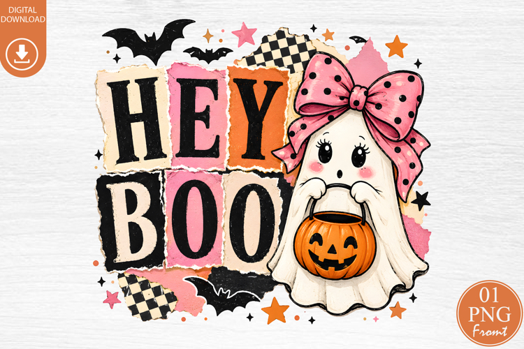 Hey Boo Halloween Sublimation Design