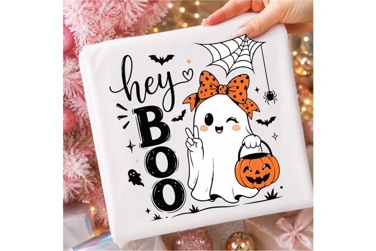 Hey Boo PNG , Ghost Halloween Design