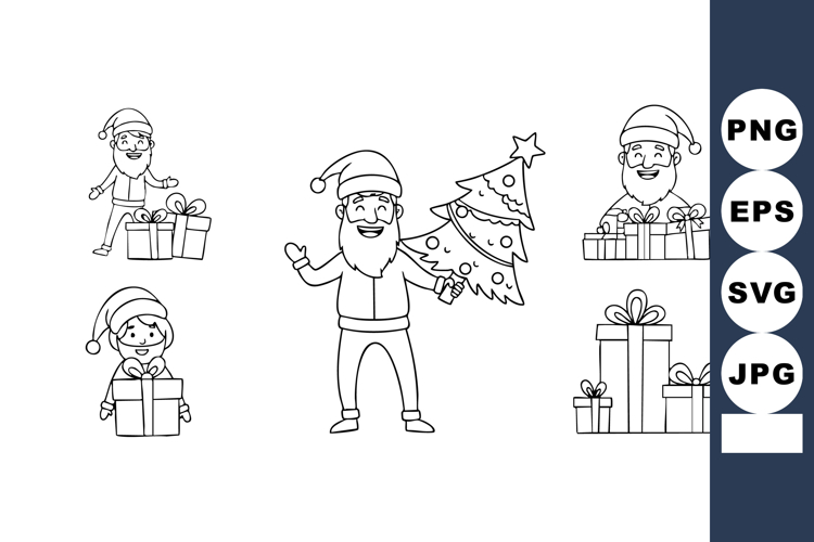 Santa Claus holding Christmas tree with gift boxes festive h