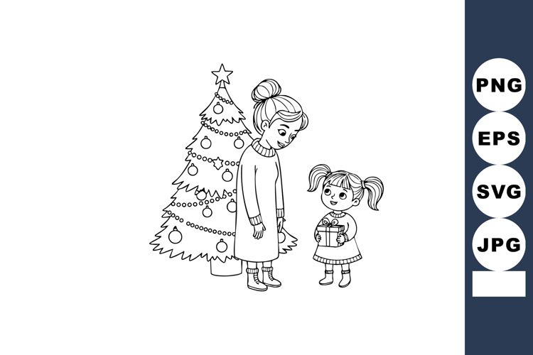Mother And Daughter Clipart Image 3