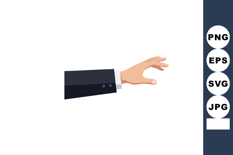 Human hand reaching out in black suit sleeve isolated on whi
