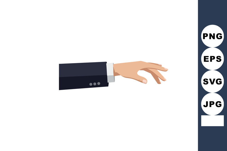 Human hand reaching out with suit sleeve extended isolated v