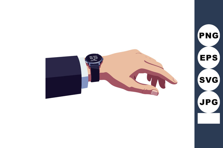 Male hand wearing business suit with digital smartwatch on w example image 1