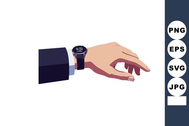 Male hand wearing business suit with digital smartwatch on w