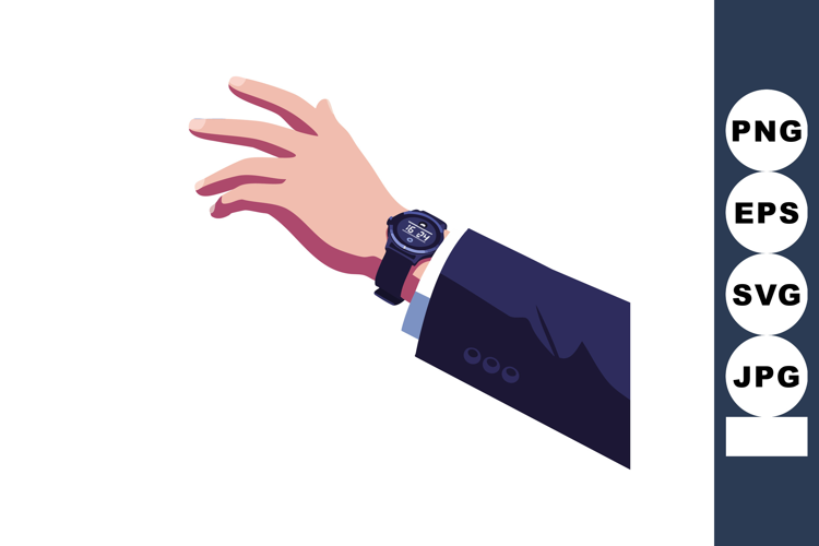 Hand Wearing Black Smartwatch with Digital Display on Wrist