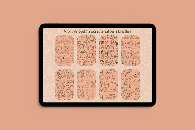Adorable Dogs Procreate Pattern Brushes Seamless Puppies