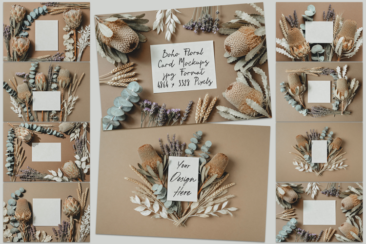 Boho Cards JPG Mockup Set, Wedding, Baby, Greeting Cards