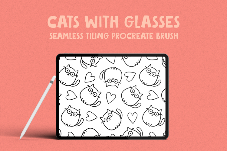 Cats With Glasses Seamless Pattern Brush for Procreate