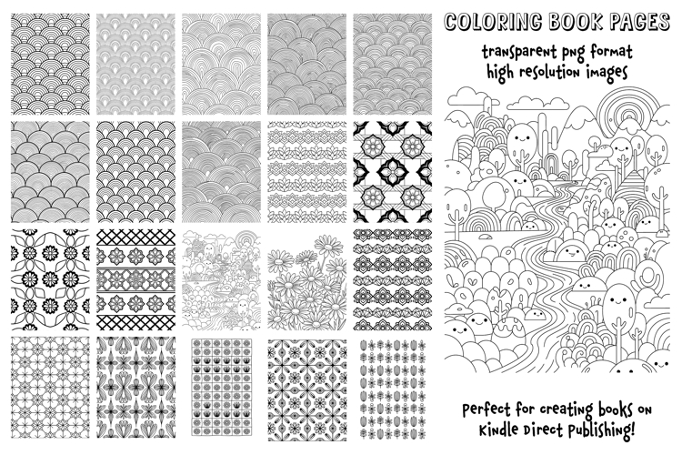 Coloring Book Pages - KDP interiors and covers - PNG